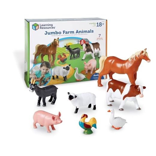 Learning Resources Jumbo Farm Animals, Animal Toy Set for Toddlers, 7 Pieces, Ages 18 Mos+