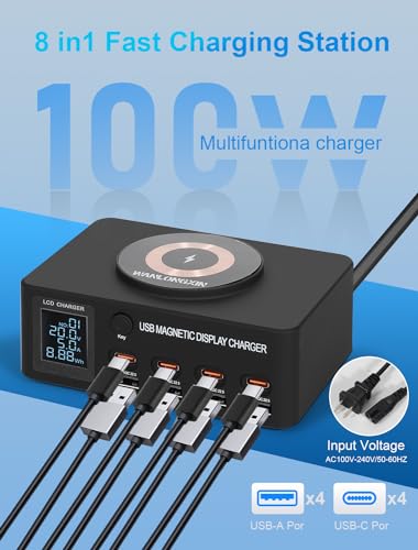 WANLONGXIN 100W 8-Port Multiple USB Charger Station,Fast Charging Station for Multi Devices with Smart Port & Safety Protection,USB Charging Station Compatible with Phones, Tablets, Laptops - image 2