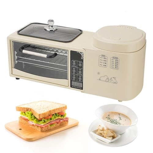 Breakfast Station, 4 In 1 Breakfast Maker Machine with 1L Cooking Pot, Non-stick Frypan, 8L Toaster with HD Touch Screen, 2 Layer Independent Temperature Control, Suitable for Home Use ( Color : White