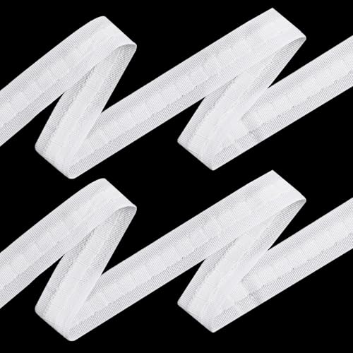 DOPENSPI Gardinenband Kräuselband 28M x 2.4CM, Weiß Vorhangband Polyester Universalband Reihband Vorhang Faltenband Gardinen Kräuselband zum Aufnähen Überschrift Band für Gardine Haken Weiß