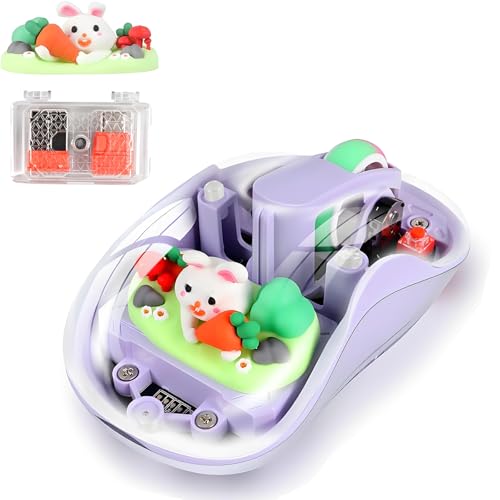 Cute Wireless USB C Mouse - Bluetooth Triple Mode Rechargeable Cartoon Mouse for Laptops, iPads & MacBook Air/Pro - Silent Operation, Portable Design, Unique Magnetic Character (Purple)