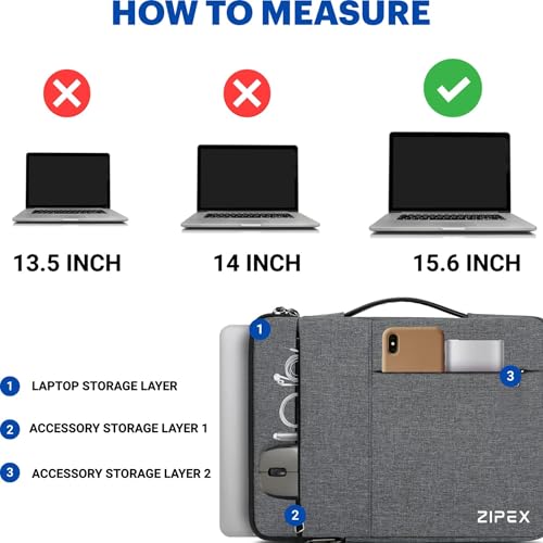 Image of 360 Protective 14 Inch Laptop Sleeve Case for All 13-14 Inch laptops with 2 Front Pockets & Carry Handle | Compatible with 13-14 inch HP, DELL, Asus, Mackbook Devices| Water-Resistant | Black