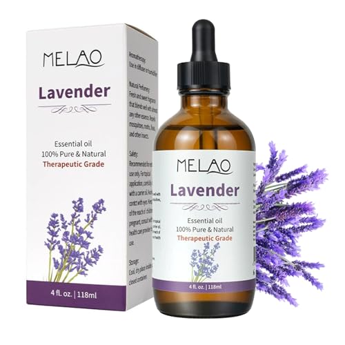 Aceite Esencial De Lavanda 118ML Aceites Esenciales De Aromaterapia De Grado Terapéutico Natural Aceite De Lavanda Con Gotero De Vidrio Para Humidificador Difusor, Relaxante Masajes, Baño