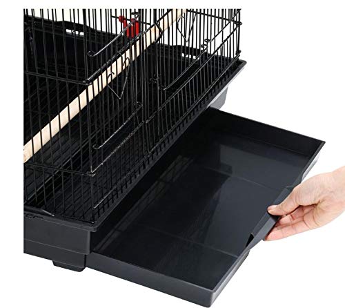 Cage à Oiseaux, Mangeoires perchoirs, avec Rangement, Plateau excrément Amovible, Cage pour Petits canaris, (Noir)