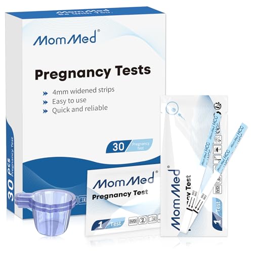 MOMMED Test de Embarazo (HCG30), Tiras de test embarazo con 30 vasos de orina para una detección temprana, resultados rápidos y precisos, test embarazo ultrasensibles para mujeres