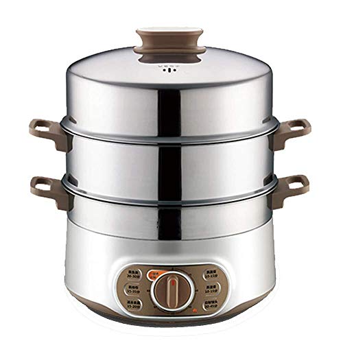 HYL Vaporeras para pasta Seguro de acero inoxidable de 3 niveles de vapor eléctrica, vapor del alimento Pan/Stock Pot, 1500 W de potencia rápido conveniente de múltiples funciones eléctrico vapor