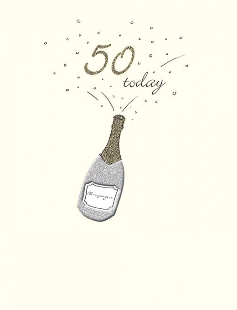Piccadilly Greetings SUPER GLITTER COATED CHAMPAGNE CELEBRATION 50 TODAY 50TH BIRTHDAY GREETING CARD