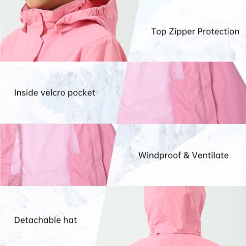 Image of YINGJIELIDE Boys Girls Waterproof Rain Jackets Kids Easy to Fold Windbreaker Lightweight Outdoor Hooded Raincoat