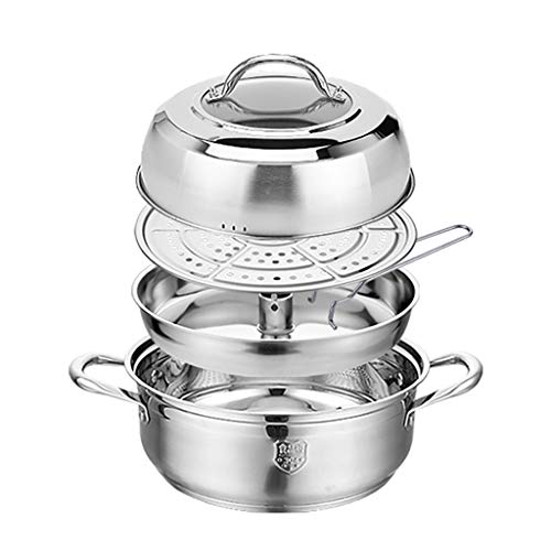 OWOHYG Olla/Vaporera De Acero Inoxidable 304, Olla para Sopa De 3 Capas para El Hogar, para Cocina De Gas/Inducción, 32 Cm