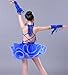 OTMYIGO Girls Latin Dress Sequin Fringe Performance Ballroom Costume Salsa Tango Children Latin Dance Dance Competition Dress,Blue,120