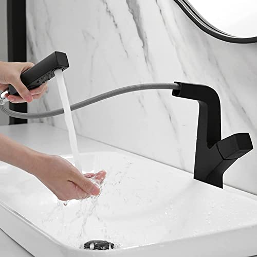 Grifo con ducha extraíble para lavabo monomando de caño alto 2