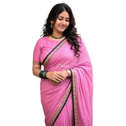 Image of Narayanpet Pure Cotton Avani Border Saree for Women with Running Blouse | Tassels | Traditional Woven Solid Design | Handloom Weave