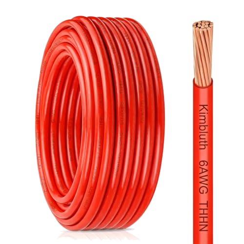 THHN Wire 6 Gauge 200 FT Stranded Copper Wire, Red