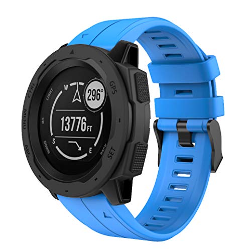 DKEnjoy Silicone Quick Release Wrist Band Replacement Bracelet Watch Strap for Garmin Instinct Smartwatch (Sky Blue)