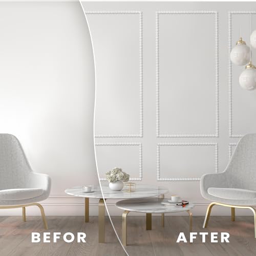 Leinuosen Flexible Molding Trim Peel and Stick for Walls 20ft Decorative Bead Pearl DIY Wall Trim for Bathroom Mirror Frame Border Backsplash Tile Ceiling Cabinet TV Wall Edge (White, 20ft /15 mm) by Leinuosen - Image 4