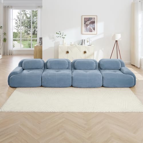 Image of Corduroy Modular Sectional Sofa, Oversized Cloud Couches for Living Room