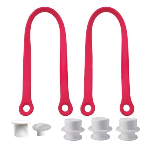 Image of Replacement Straps with 4 Screw Buttons for Original L /XL Bogg Bag, Replacement Handles for Rubber Beach Bag, EVA Bag Strap Replacement, Bogg Beach Bag Repair Kit (Red)