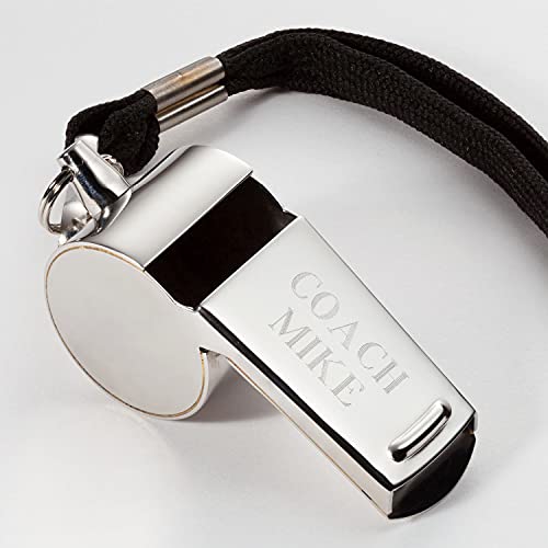 Silbato para entrenador acabado plata con cuerda ajustable miniatura 2