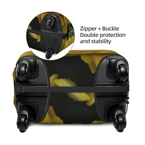 Travel Luggage Cover Fashion Suitcase Protector Graceful Yellow Rose Flower Spandex Baggage Covers Washable Suitcase Covers Anti-Scratch Luggage Cover Protectors Fits 18-32 Inch Suitcases X-Large3