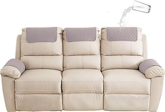 Sofa Armrest Cover Headrest Cover Recliner Chair Arm Cover Sofa Headrest Slipcovers Nonslip Waterproof Armchair Cover For Recliner Couch Protector(Light Gray,3-Seater Sofa/5-Piece) โ image 1