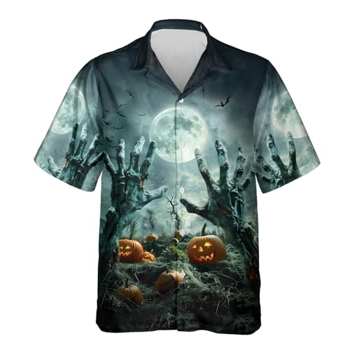 Halloween Hawaiian Shirt for Men - Monster Mens Button Down Short Sleeve Shirt Unisex Series 16