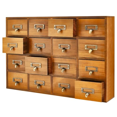 Flexzion Apothekerschrank mit Schubladen, 16 Vintage-Apotheker-Schubladen,...