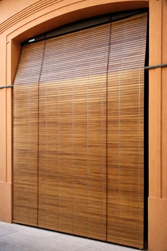 Persiana Alicantina de PVC Enrollable para Exterior de 100x220cm. Persiana Tradicional para Ventanas, Balcones y Terrazas, Protección Solar UV, Fácil Instalación. (Imitación Madera, 100x120)