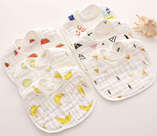 Image of BabyGo Muslin Cotton Baby Bibs | Pure Cotton 8-Layer Gentle & Breathable Feeding Bibs with Cute Cartoon Prints | Soft, Durable & Reusable Drool Bibs for Babies, Kids & Toddlers | Set of 3 (Multicolor)