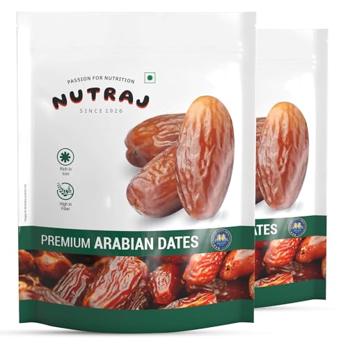 Nutraj UAE Dates 1kg (500g X 2) Pouch | Khajur | Dry Fruits and Nuts |...