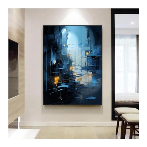 Impressions d'art bleu or style industriel toile haut de gamme 50x70