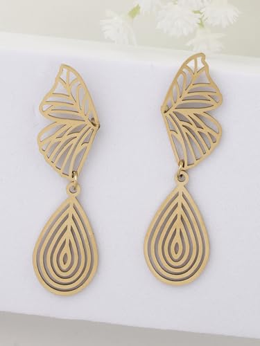 Image of Scintillare by Sukkhi Stylish Stainless Steel Butterfly Dangler Earring Jewellery for Women & Girls|Anti Tarnish Jewellery|Gifts for Wife Girlfriend Mother Sister