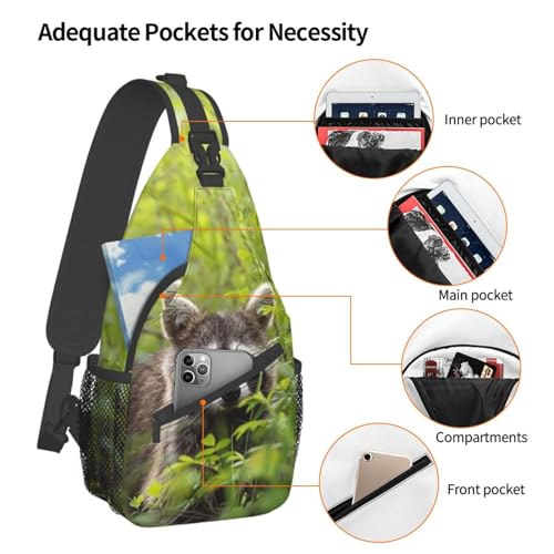 Raccoon Sling Bag Cute Crossbody Chest Daypack Casual Backpack Animal Shoulder Bag Cute Bag4