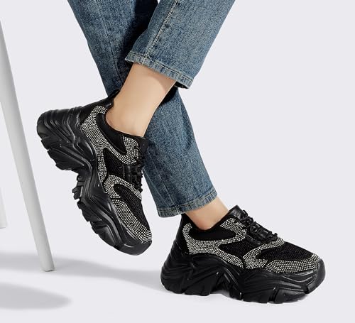 Image of K KIP WOK Chunky Sneakers for Women Fashion Platform White Leather Casual Dad Shoes Comfortable Wedge Walking Sport Sneakers