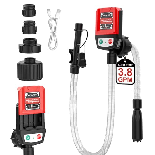Automatic Portable Fuel Transfer Pump with Auto-Stop & 30s Alert Fast 3.8 GPM Electric Gas Can Pump with Battery or USB Powered 4 Adapters & 51 Hose Liquid Transfer Pump for Gasoline Diesel Oil