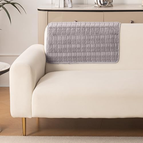 Image of HOKIPO 'Plush Haven' Premium Anti-Slip Backrest Mat | Soft Fluffy Plush Fabric, Light Grey - 1 PC (AR-6256-LGRY)
