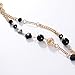 Bocar Beaded Necklace, 2 Layer Long Link Chain Necklace Crystal Beads for Women, Choker Jewelry Gift (NK-10689-Black)