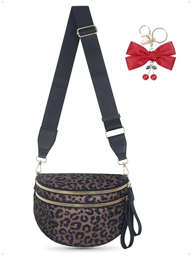 Bum Bag Crossbody Bag for Women | Spacious Bum Bags | Nylon Crossbody Fanny Packs | Leopard Purse Belt Wallet (Colour Bum Bag-Brown Leopard)