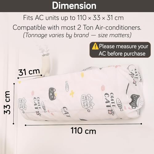 Image of HOKIPO AC Cover for most 2 Ton Split AC | Fits AC Units upto Size 110x33x31 cm | Dustproof, Waterproof & Washable Indoor Unit Cover | Protective & Decorative | Playful Cats (NEW-D6-AR5874)