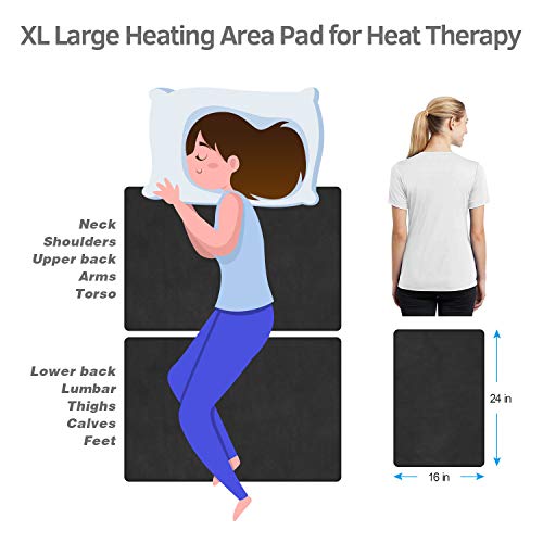 Utk Ultra-Soft Far Infrared Heating Pad For Pain Relief, Flexible Infrared Heating Therapy For Back, Xl [16"X24"], Auto Shut Off, Adjustable Temp And Memory Function #TOP1