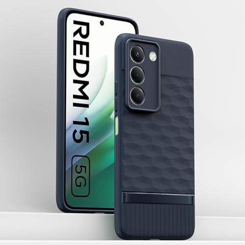 Image of Pikkme Back Cover for Redmi 15 5G Camera Protection 3D Hexa Cube Design Silicone Protective Bumper Case (Blue)
