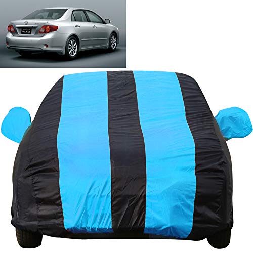 Image of Autofact Car Body Cover with Mirror Pockets Compatible for Toyota Corolla Altis (2011 to 2014) (Triple Stitched, Bottom Fully Elastic, Teak Blue Color)