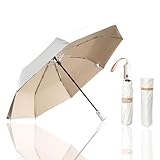 Nuxer Sun Umbrella Travel Umbrella Windproof Compact Folding Umbrella for Rain Auto Open and Close UV Protection UPF 50+ (White/Khaki-A)