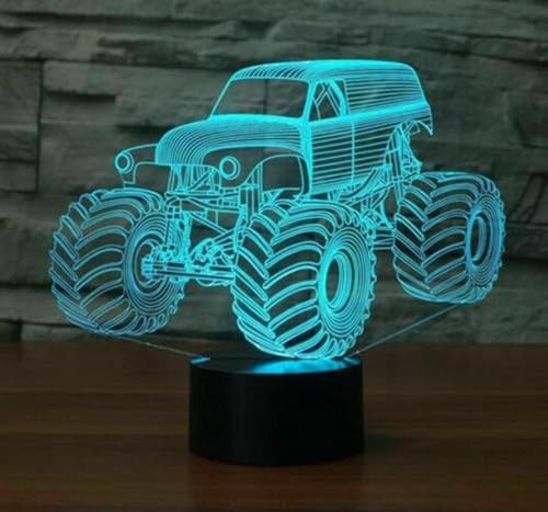 Lámpara de escritorio 3D monster tractor multicolor miniatura 2