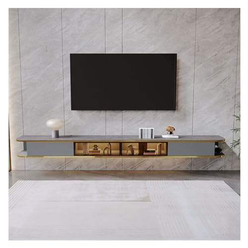 Wall Mounted TV Cabinet Floating TV Stand, Modern Wall-Mounted Hanging TV Cabinet Entertainment Center with 2 Drawers and 2 Doors, Fully-Assembled, 78.7