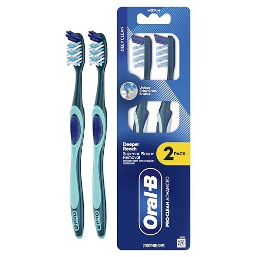 ORAL-B PRO-Clean Advanced Manual Toothbrush – Deep Cleaning & Plaque Removal – Medium Bristles, 2X
