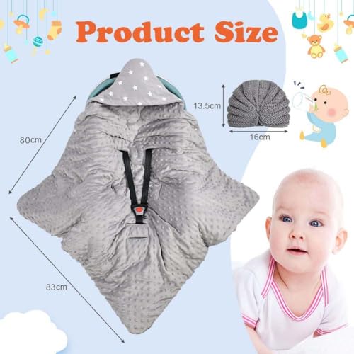 Aolso Einschlagdecke Babyschale Baby, Kinderwagen Kuscheldecke, Universal Baby Decke mit Kapuze 89 x 89cm, Baby Ganzjahresdecke, Einschlagdecken Babydecke für Buggy Autositz