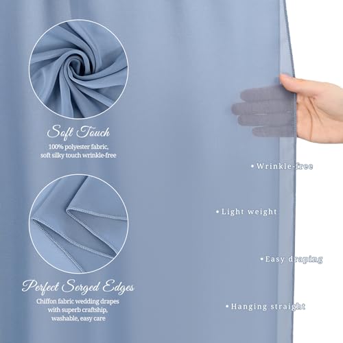 Showgeous Wedding Arch Draping Fabric 2 Panels 28" x20Ft Dusty Blue Chiffon Fabric Drapery Wedding Arch Drapes Chiffon Sheer Backdrop Curtains for Arbor Wedding Archway Ceremony Ceiling Decorations - Image 4