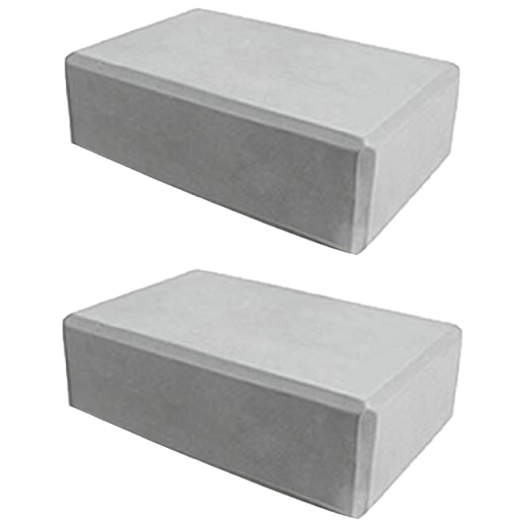Yoga Blocks Set, 2Pcs Exercise Block with High Density and Non-slip for Improving Strength and Balance and Flexibility, Lightweight Pilates Brick for Fitness (Gray)