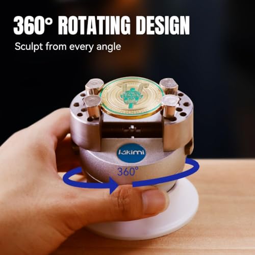 Lakimi Ball Vise - 3 Inch Engravers Vise with Self-Centering Jaw, Rotational Brake, 360° Rotation, 78 pcs Engraving Setting Tool Accessories, Stainless Steel A04C