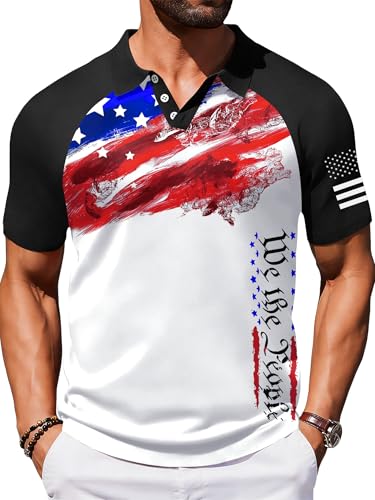 Camiseta Polo de Aniversario USA 250 Años para Hombre Camiseta con Bandera Americana 4 de Julio Patriótica Top de Golf